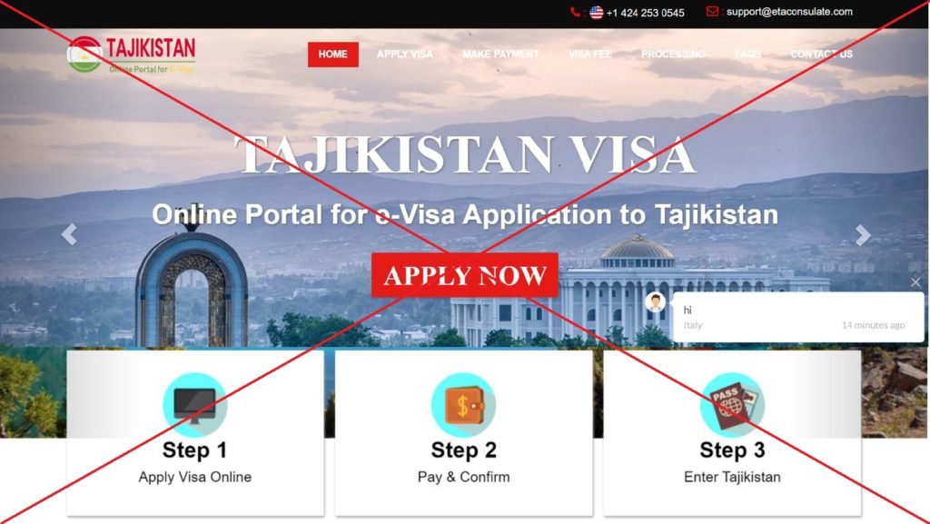 Do not apply on www.tajikistanevisagov.com