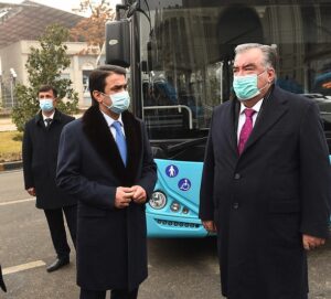 President Emomali Rahmon Attends Presentations of Intercity Buses Manufactures by Akia Avesto Tajikistan